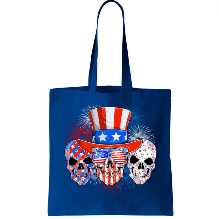 Skull American Flag 4th Of July Patriotic Usa Funny Great Gift Tote Bag