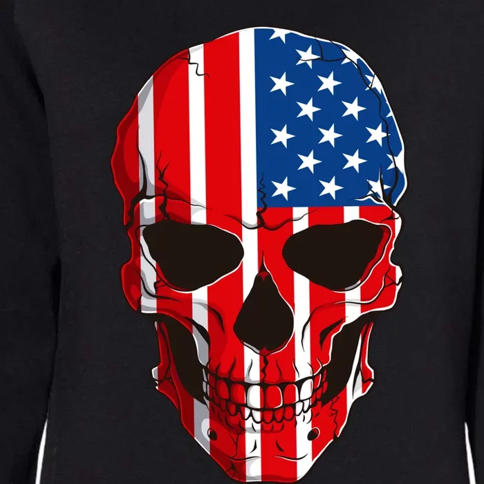 Skull American Flag 4th Of July Usa Patriotic Merica Skull Cool Gift Womens California Wash Sweatshirt