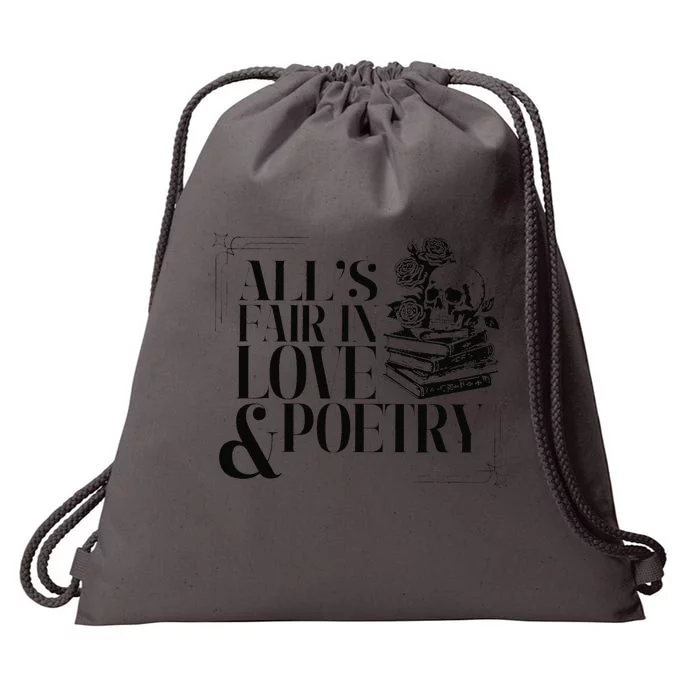 Skull AllS Fair In Love & Poetry Drawstring Bag