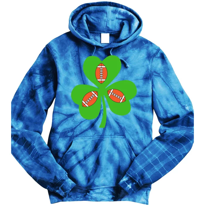 Shamrock American Football St Patrick's Day Funny Gift Tie Dye Hoodie