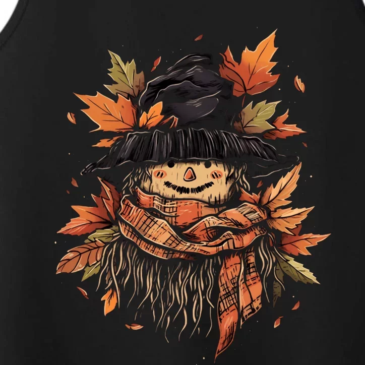 Scarecrow Autumn Fall Leaves Thanksgiving Halloween Performance Tank