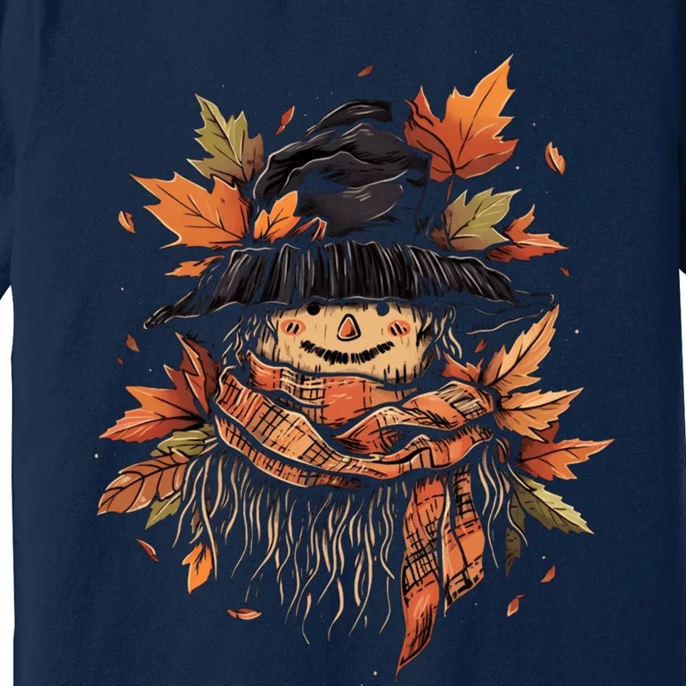 Scarecrow Autumn Fall Leaves Thanksgiving Halloween Premium T-Shirt