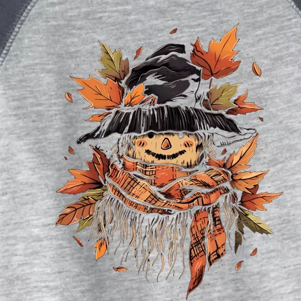 Scarecrow Autumn Fall Leaves Thanksgiving Halloween Toddler Fine Jersey T-Shirt