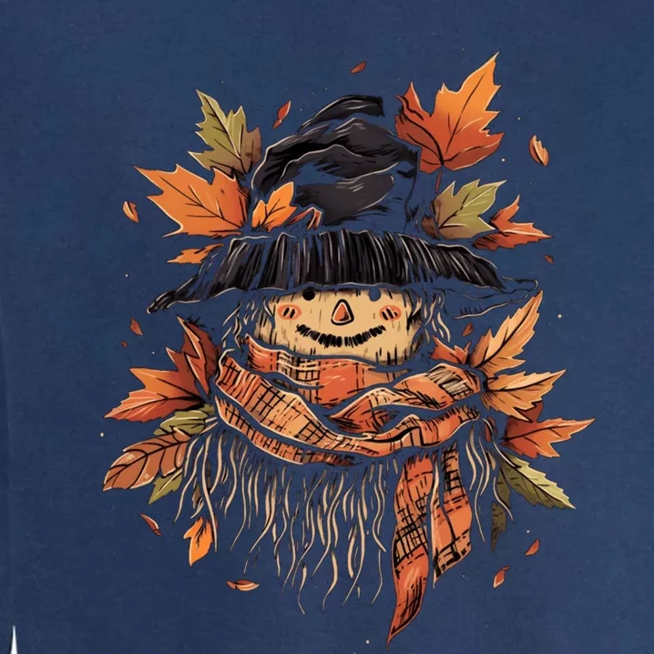 Scarecrow Autumn Fall Leaves Thanksgiving Halloween Garment-Dyed Sweatshirt