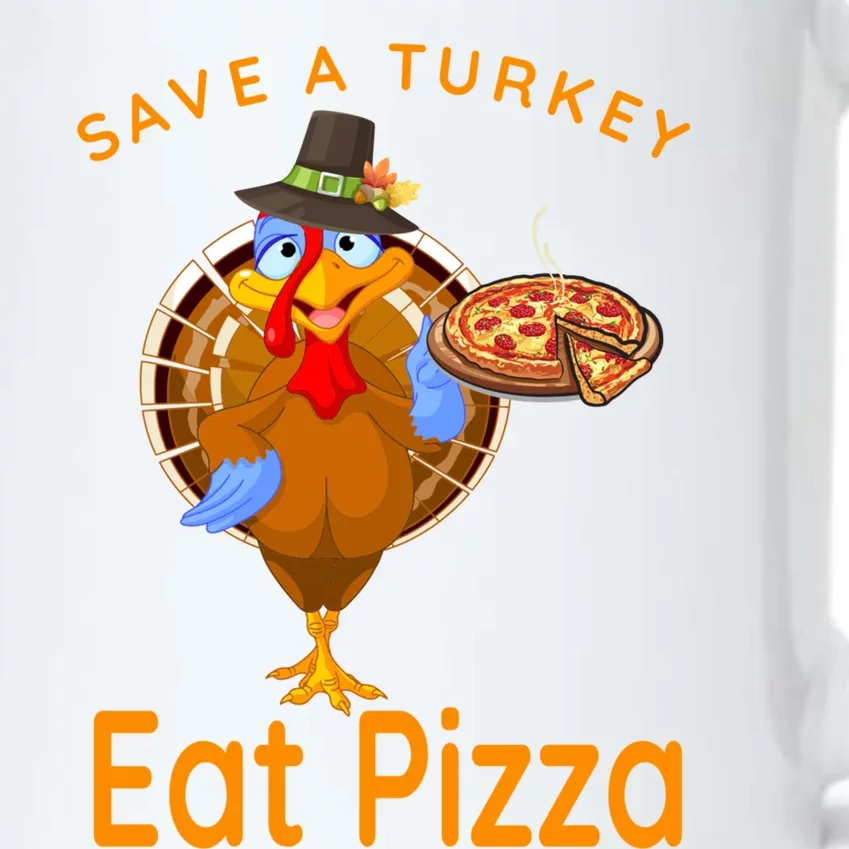 Save A Funny Turkey Pilgrim Eat Pizza Adult Vegan Gift Black Color Changing Mug