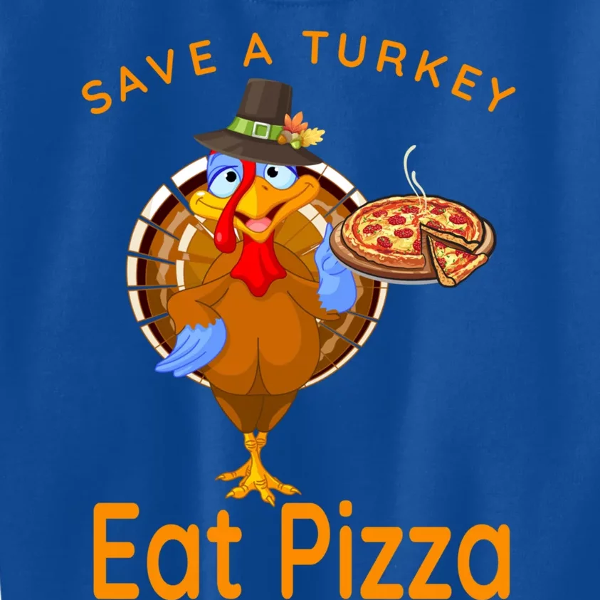 Save A Funny Turkey Pilgrim Eat Pizza Adult Vegan Gift Kids Sweatshirt