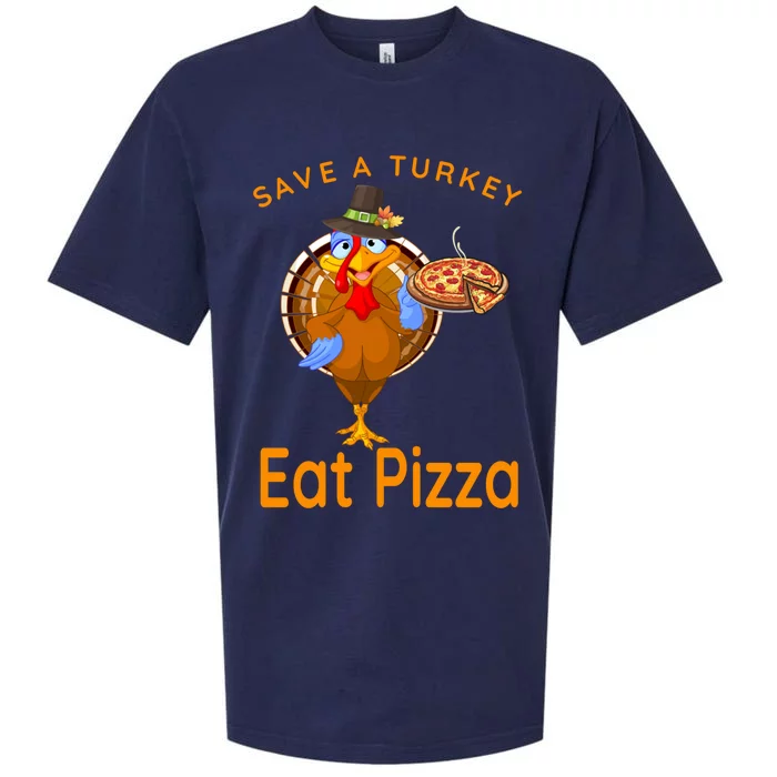 Save A Funny Turkey Pilgrim Eat Pizza Adult Vegan Gift Sueded Cloud Jersey T-Shirt