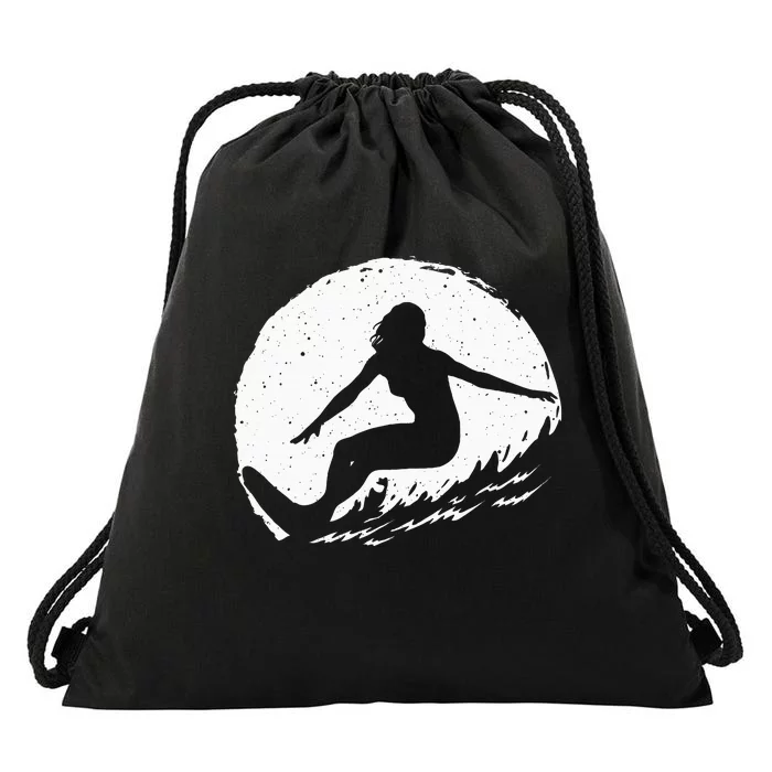 Surf Art For Women Beach Surfer Hawaiian Wave Surfing Drawstring Bag