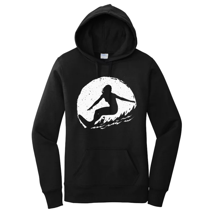 Surf Art For Women Beach Surfer Hawaiian Wave Surfing Women's Pullover Hoodie