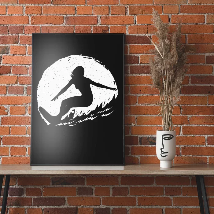 Surf Art For Women Beach Surfer Hawaiian Wave Surfing Poster