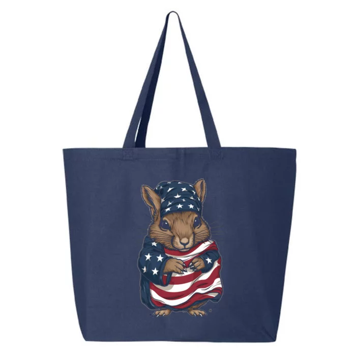 Squirrel American Flag USA Tee 4th July Gifts Graphic Tees 25L Jumbo Tote