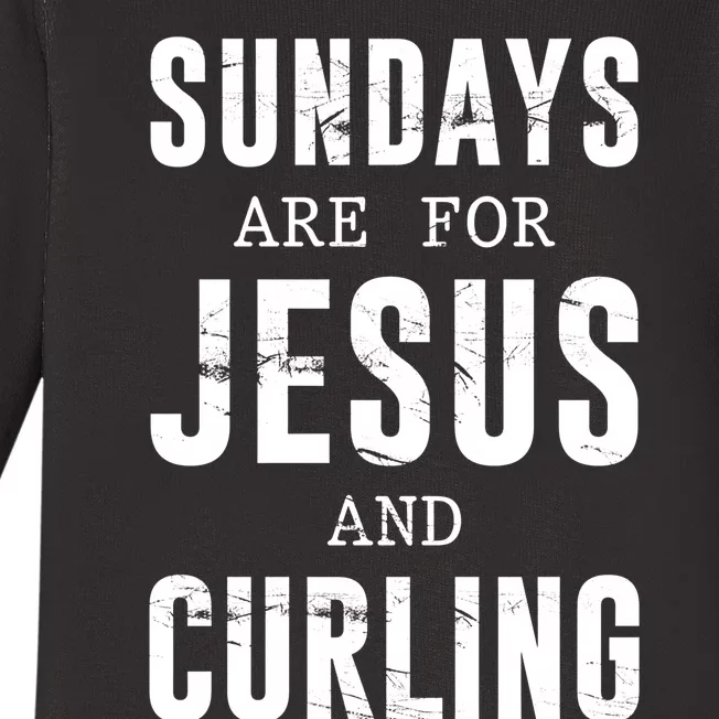 Sundays Are For Jesus And Curling Gift Baby Long Sleeve Bodysuit