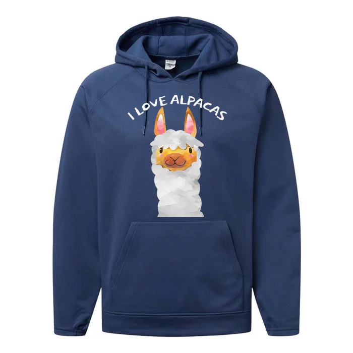 Smiling Alpaca Face I Love Alpacas Cute Performance Fleece Hoodie