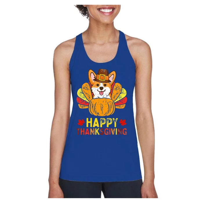 Scarecrow Autumn Fall Leaves Thanksgiving Halloween Women's Racerback Tank