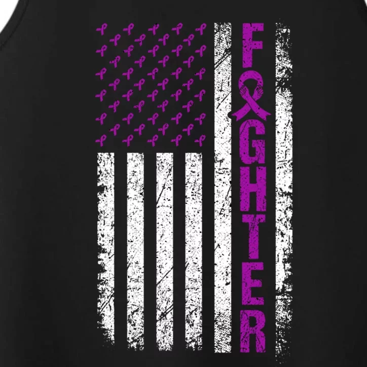 Sarcoidosis Awareness Fighter Flag Purple Ribbon Month Meaningful Gift Performance Tank