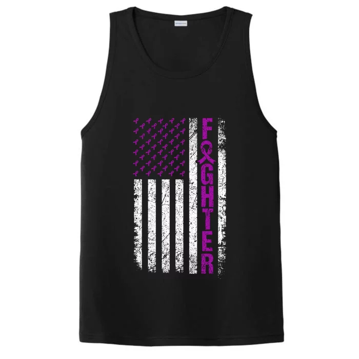 Sarcoidosis Awareness Fighter Flag Purple Ribbon Month Meaningful Gift Performance Tank