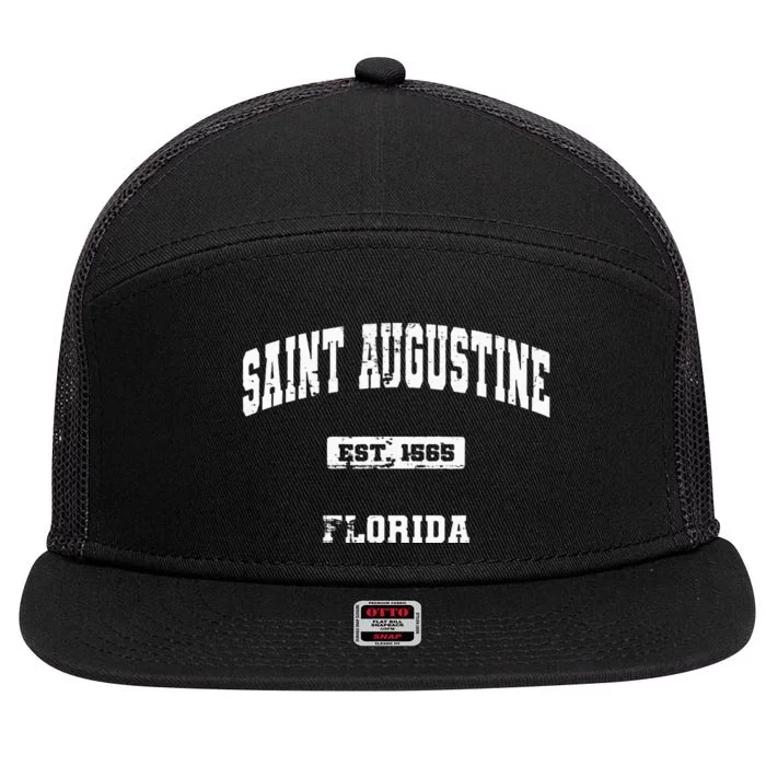 Saint Augustine Florida FL State Vintage Athletic Style 7 Panel Mesh Trucker Snapback Hat