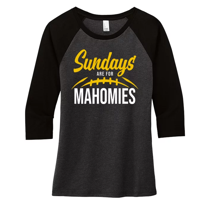 Sundays Are For Mahomies Football Lover Women's Tri-Blend 3/4-Sleeve Raglan Shirt