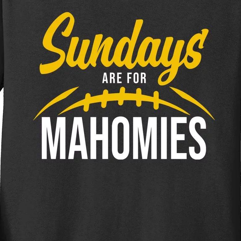 Sundays Are For Mahomies Football Lover Kids Long Sleeve Shirt