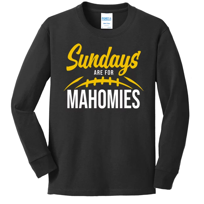 Sundays Are For Mahomies Football Lover Kids Long Sleeve Shirt