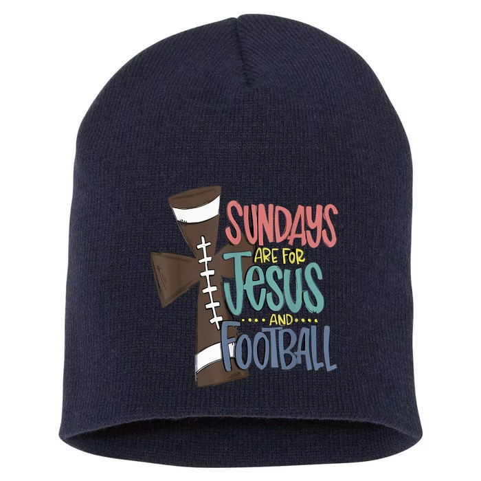 Sundays Are For Jesus And Football Funny Sport Short Acrylic Beanie