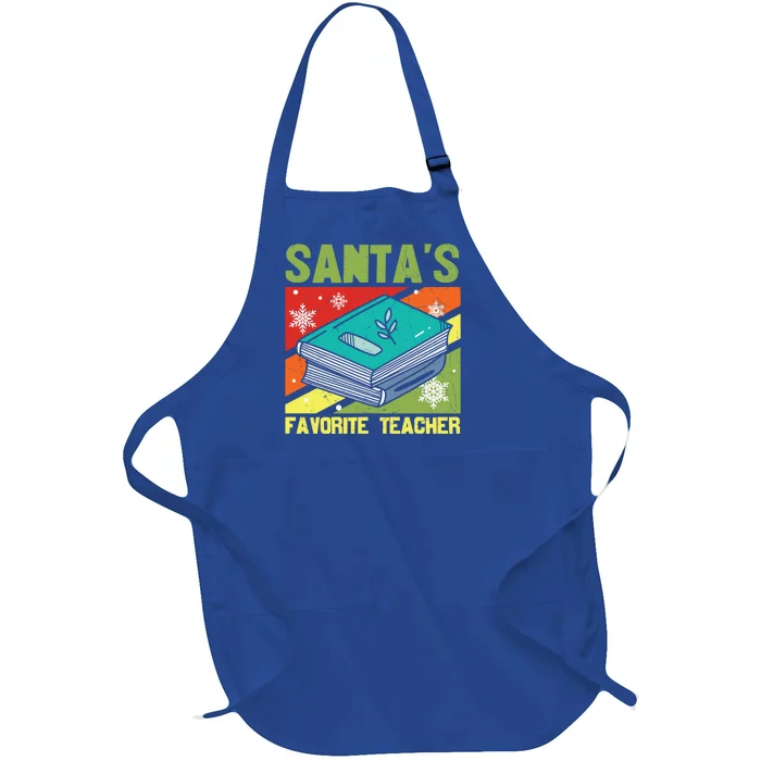 Santas A Favorite Teacher Funny Gift Full-Length Apron With Pocket