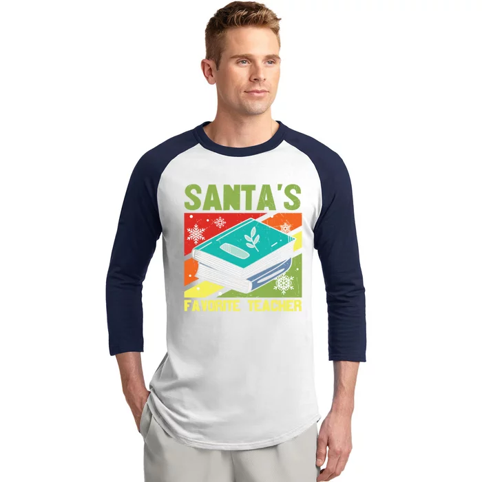 Santas A Favorite Teacher Funny Gift Baseball Sleeve Shirt