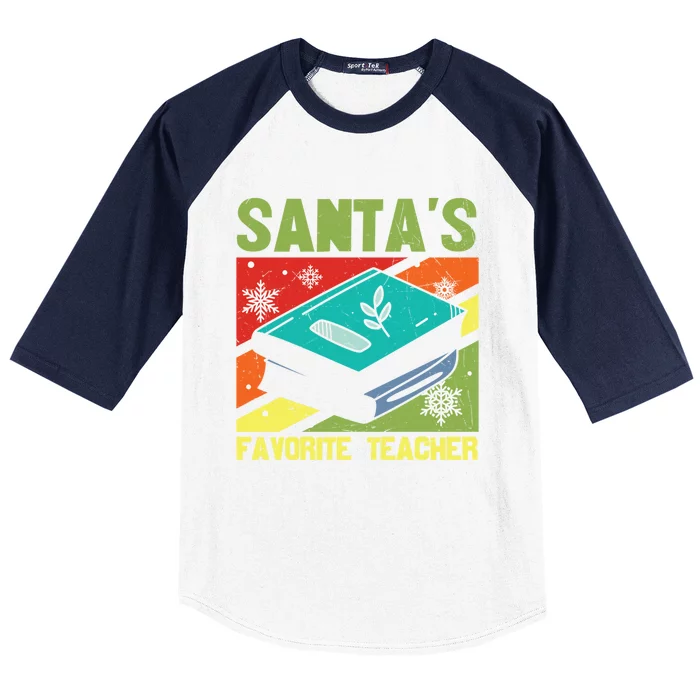 Santas A Favorite Teacher Funny Gift Baseball Sleeve Shirt