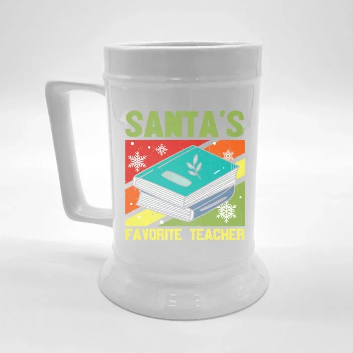 Santas A Favorite Teacher Funny Gift Front & Back Beer Stein