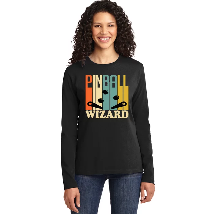 Stylish And Fun Arcade Game Pinball Wizard Design Ladies Long Sleeve Shirt