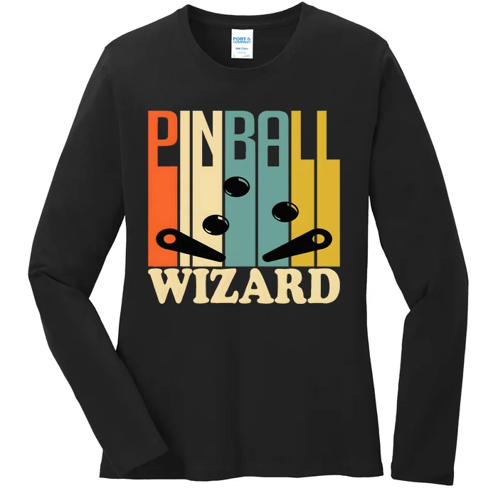 Stylish And Fun Arcade Game Pinball Wizard Design Ladies Long Sleeve Shirt