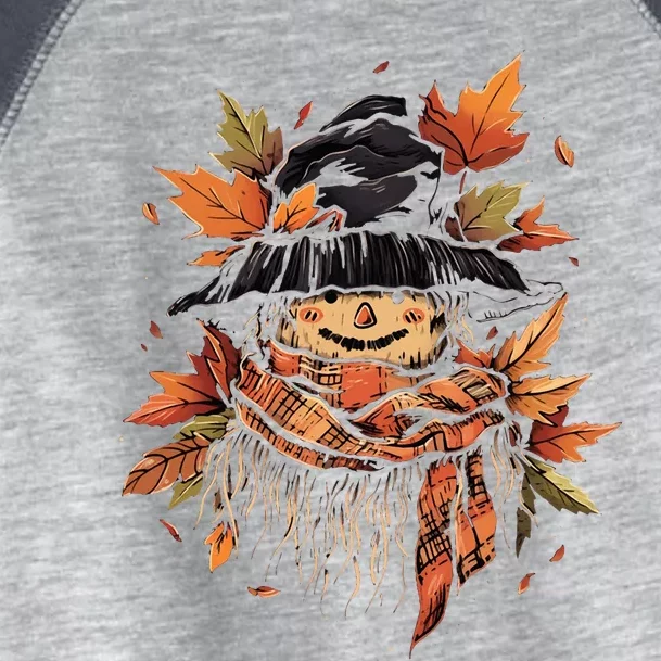 Scarecrow Autumn Fall Leaves Thanksgiving Halloween Toddler Fine Jersey T-Shirt