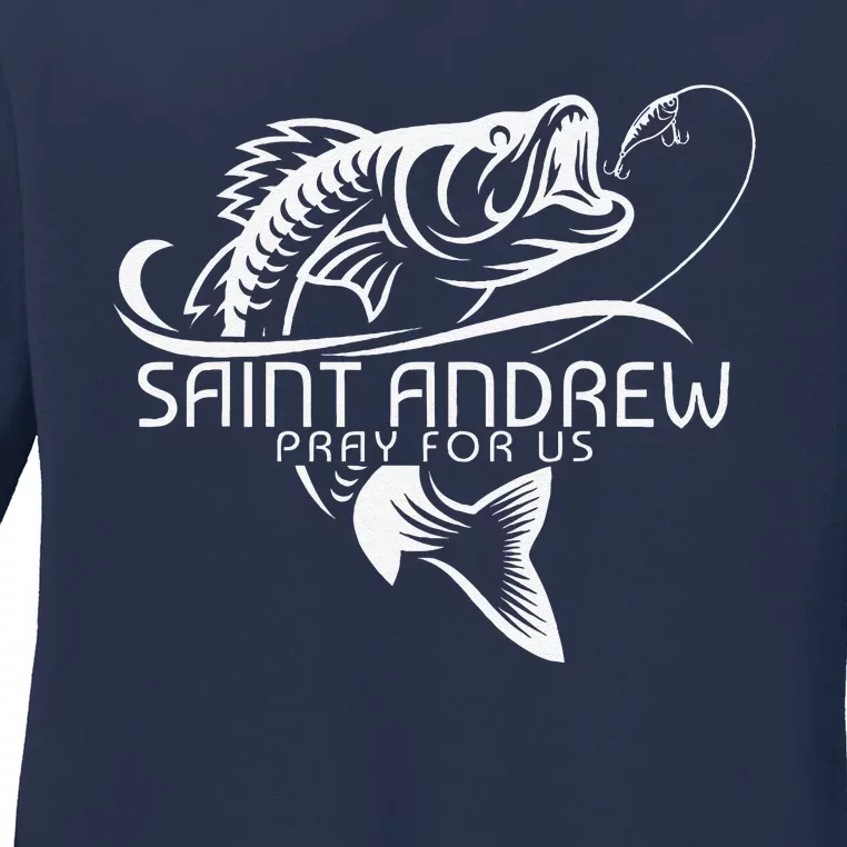 St Andrew Fishing Saint Of Fisherman Catholic Saint Ladies Long Sleeve Shirt