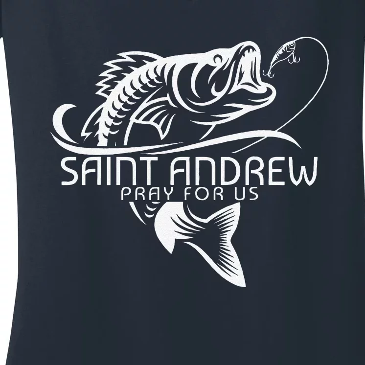 St Andrew Fishing Saint Of Fisherman Catholic Saint Women's V-Neck T-Shirt