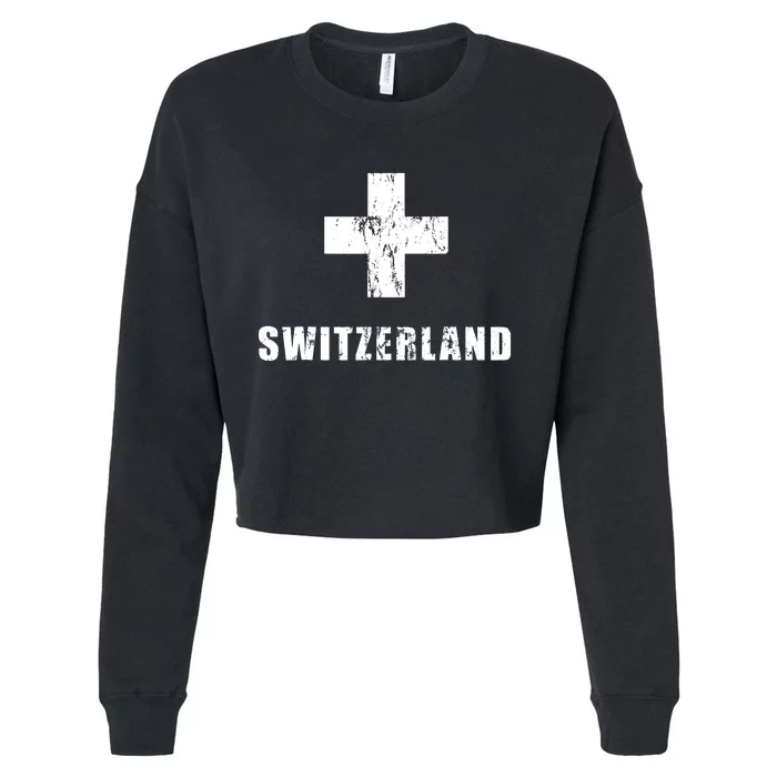 Switzerland Apparel For Swiss Retro Vintage Design Lover Cropped Pullover Crew