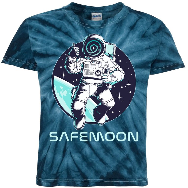 Safemoon Cryptocurrency Space Astronaut Kids Tie-Dye T-Shirt