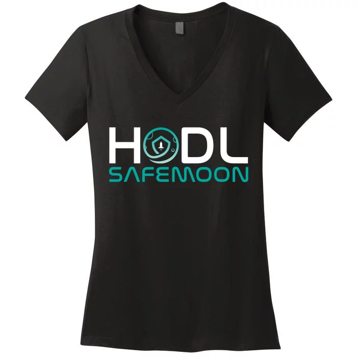 Safemoon HODL Cryptocurrency Logo Women's V-Neck T-Shirt