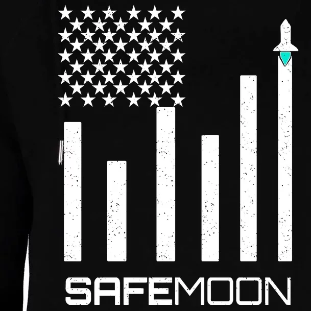 Safemoon To The Moon Crypto Blockchain Flag Womens Funnel Neck Pullover Hood