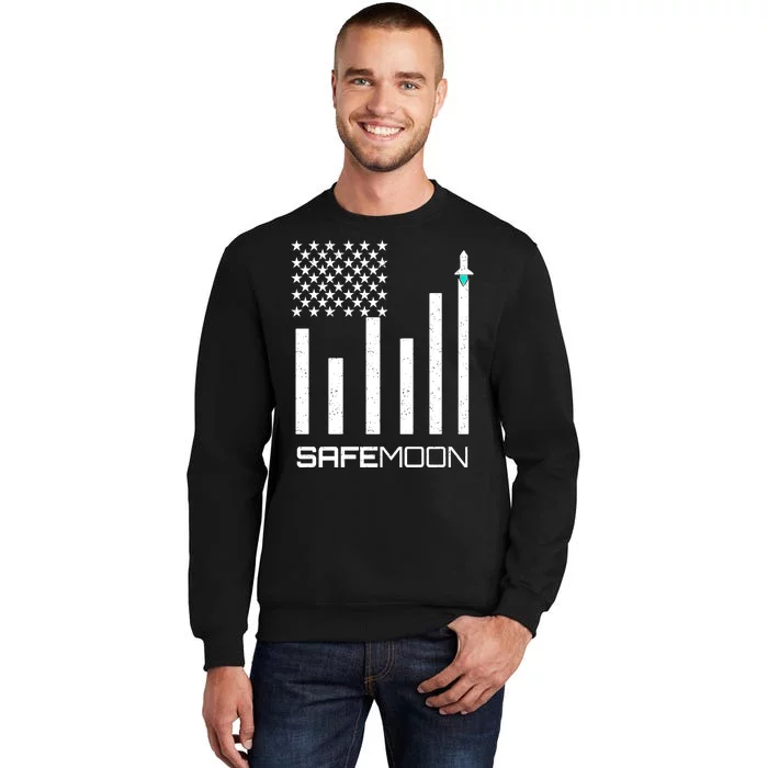 Safemoon To The Moon Crypto Blockchain Flag Tall Sweatshirt