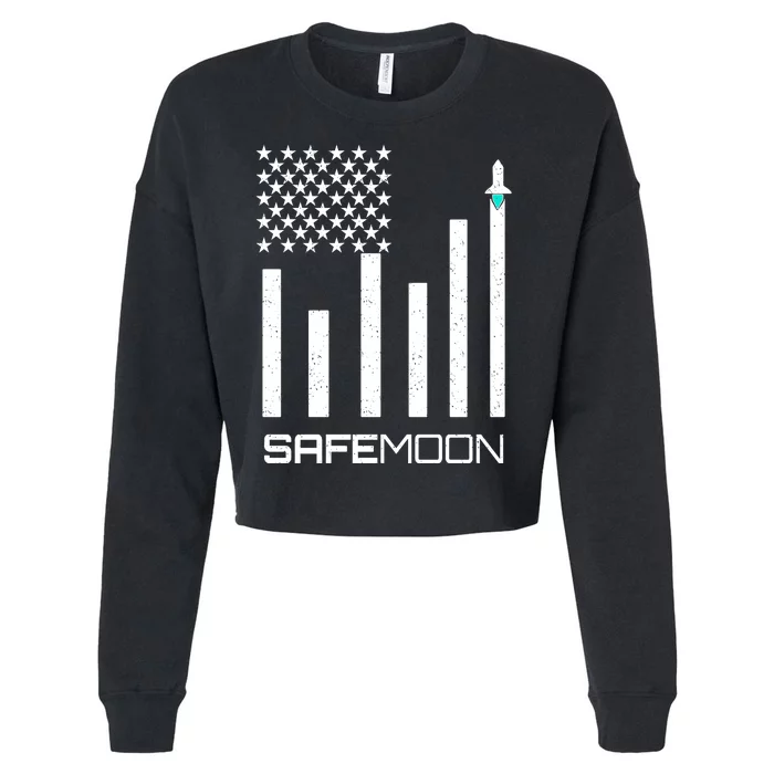 Safemoon To The Moon Crypto Blockchain Flag Cropped Pullover Crew