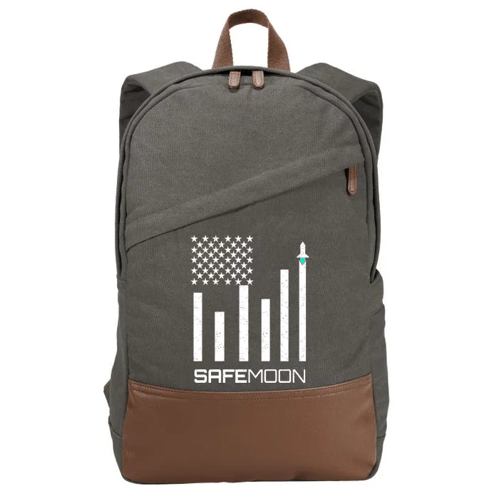 Safemoon To The Moon Crypto Blockchain Flag Cotton Canvas Backpack