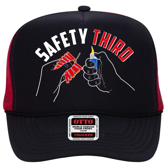 Safety Third Firecrackers Fourth of July High Crown Mesh Trucker Hat