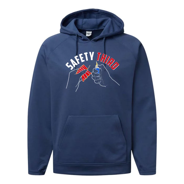 Safety Third Firecrackers Fourth of July Performance Fleece Hoodie