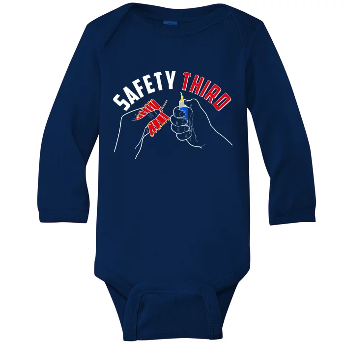 Safety Third Firecrackers Fourth of July Baby Long Sleeve Bodysuit