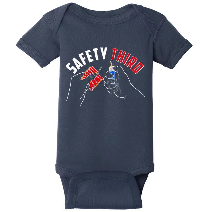 Safety Third Firecrackers Fourth of July Baby Bodysuit