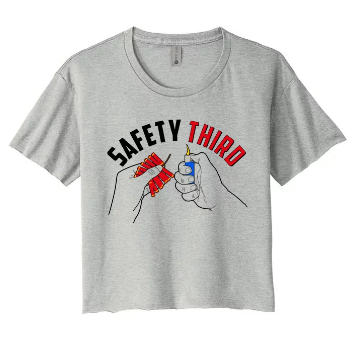 Safety Third Firecrackers Fourth of July Women's Crop Top Tee