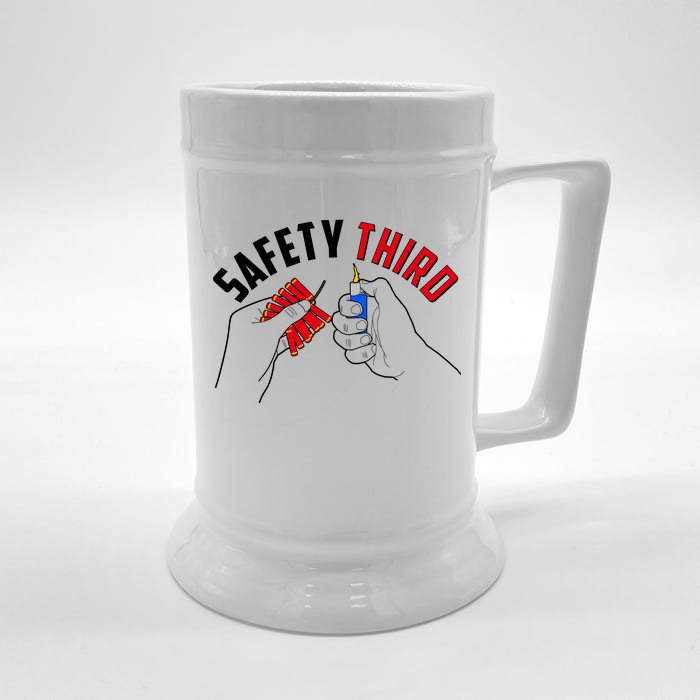 Safety Third Firecrackers Fourth of July Front & Back Beer Stein