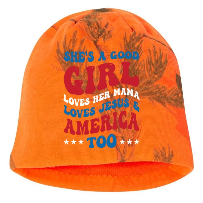 Shes A Good Girl Loves Her Mama Jesus & America Too Groovy Kati - Camo Knit Beanie