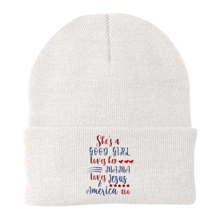 She's A Good Loves Her Mama Loves Jesus & America Too Knit Cap Winter Beanie