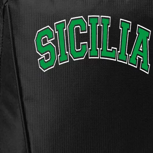 Sicilia Arched Green Text City Backpack